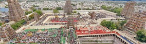 An aerial view of Madurai city from atop of Meenakshi Amman temple