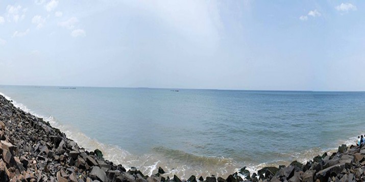 Beach Promenade at Pondicherry panorama