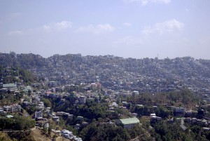 View of the ridgetop city of Aizawl state capital of Mizoram