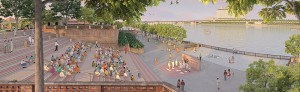 Visualisation of Gandhi Ashram Plaza in the evening web