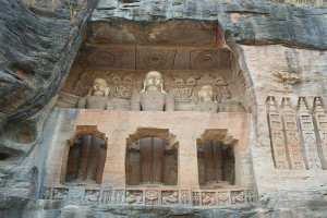 Rock cut Jain Statues in the Gwalior Fort