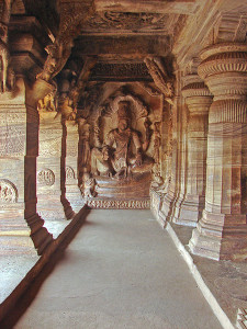 Vishnu image inside cave number 3 in Badami
